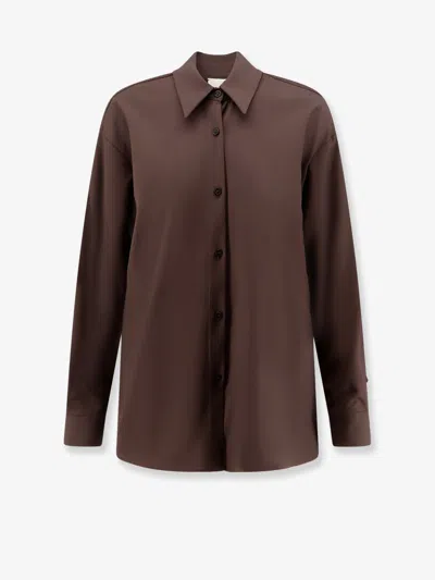 Alysi Stretch Virgin Wool Shirt In Brown