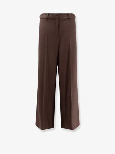 Alysi Stretch Virgin Wool Trousers In Brown