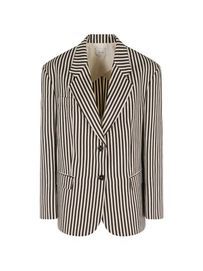 Alysi Striped Blazer In Black