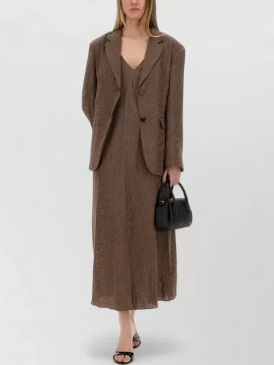 Alysi Striped Blazer Long Sleeves Notch Lapel In Brown