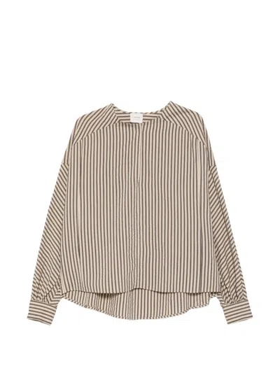 Alysi Striped Blouse In Brown