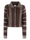 Alysi Striped Buttoned Cardigan In Brown