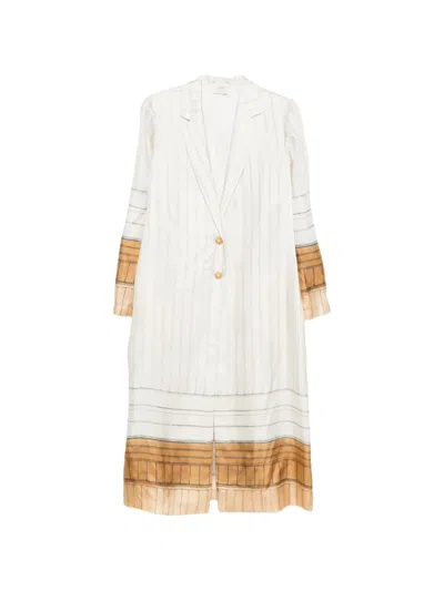 Alysi Striped Buttoned Jacket In Neutral