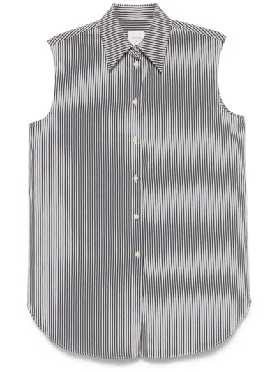 Alysi Striped Cotton Shirt In Blue