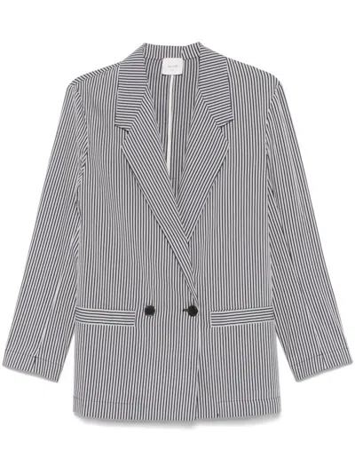 Alysi Striped Double-breasted Jacket In Blue