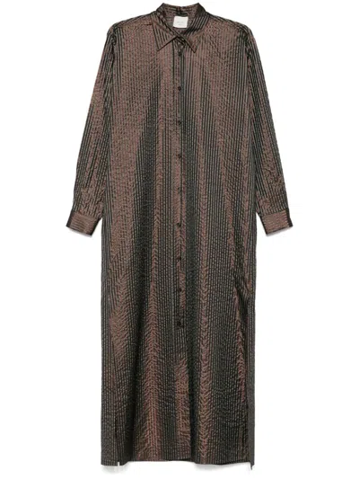 Alysi Striped Midi Dress In Sage Green