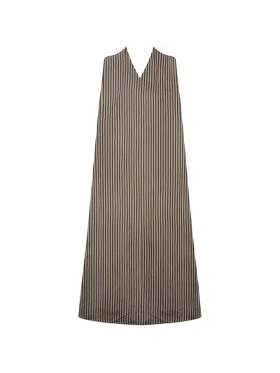 Alysi Striped Midi Dress In Brown