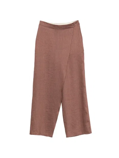 Alysi Striped Pocket Trousers In Brown