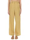 Alysi Striped Satin Tailored Pants In Beige