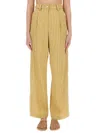 Alysi Striped Satin Tailored Pants In Brown