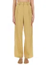 Alysi Striped Satin Tailored Pants In Gold