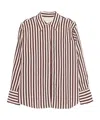Alysi Cotton Blend Striped Shirt In Brown