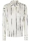 Alysi Vertical Stripe Shirt With Classic Collar In White