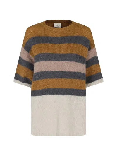 Alysi Striped Short-sleeve Sweater In Multi