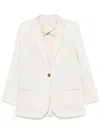Alysi Beige Striped Single Breasted Blazer