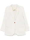Alysi Beige Striped Single Breasted Blazer In White