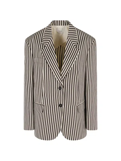 Alysi Single Breasted Striped Blazer In Burgundy