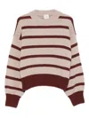 Alysi Striped Wool Jumper In Burgundy