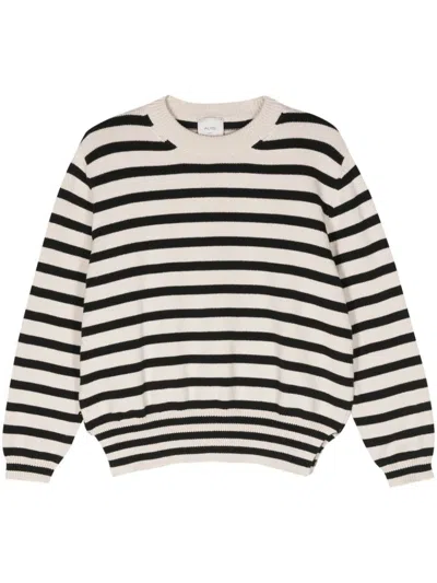 Alysi Striped Sweater In White