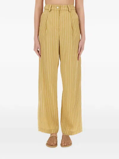 Alysi Striped Tailored Trousers In Yellow