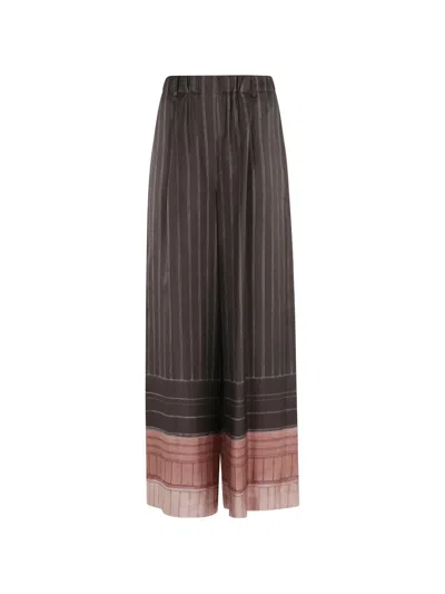 Alysi Striped Trousers In Brown