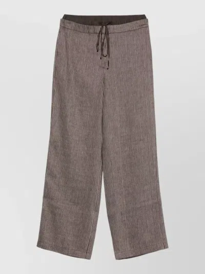 Alysi Striped Trousers Elastic Waistband Back Pockets In Multi
