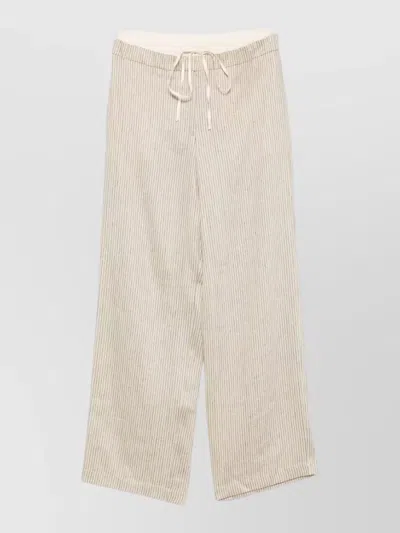 Alysi Striped Trousers Wide Leg Elasticated Waistband In Gray