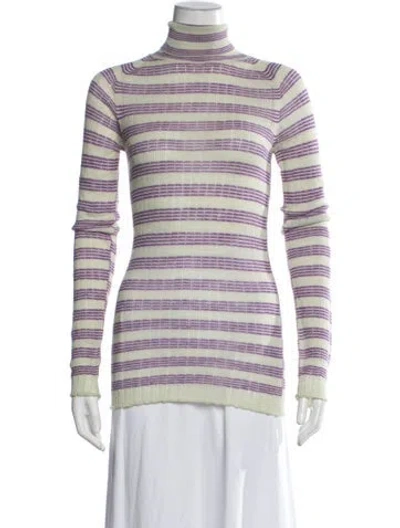 Pre-owned Alysi Striped Turtleneck Sweater In Green/purple