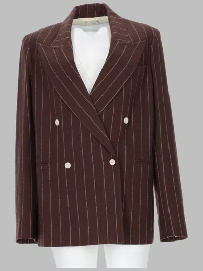 ALYSI ALYSI STRIPED VIRGIN WOOL BLAZER
