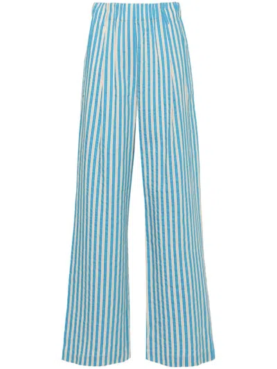Alysi Striped Wide-leg Trousers In Blue