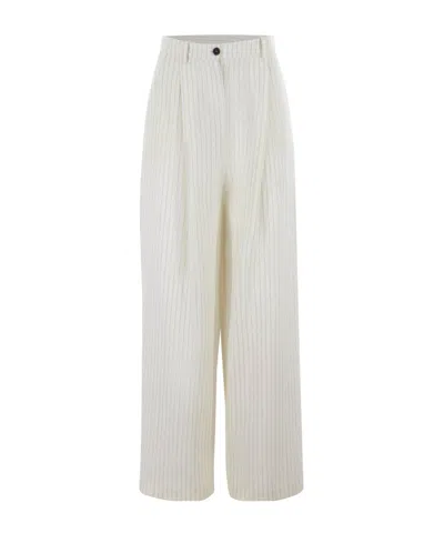 Alysi Striped Wide Leg Trousers In Neutral