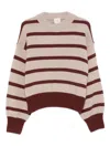 Alysi Beige Round Neck Striped Sweater In Multi