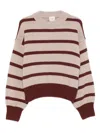 Alysi Striped Wool Jumper In Burgundy