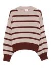 Alysi Beige Round Neck Striped Sweater In Sand