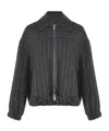 Alysi Striped Zip-up Jacket In Black
