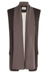 Alysi Structured Sleeveless Vest With Removable Scarf In Brown