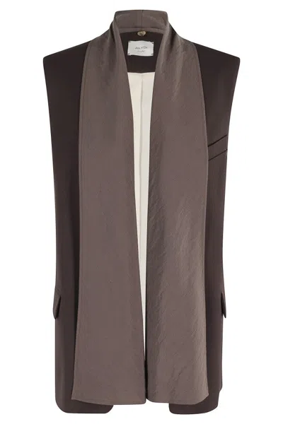 ALYSI STRUCTURED SLEEVELESS VEST WITH REMOVABLE SCARF