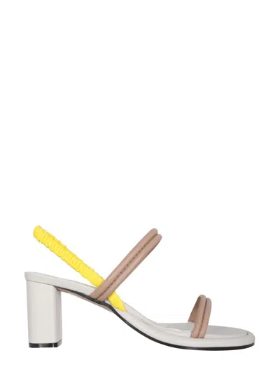 Alysi Stylish Leather Sandals With 6 Cm Heel In White