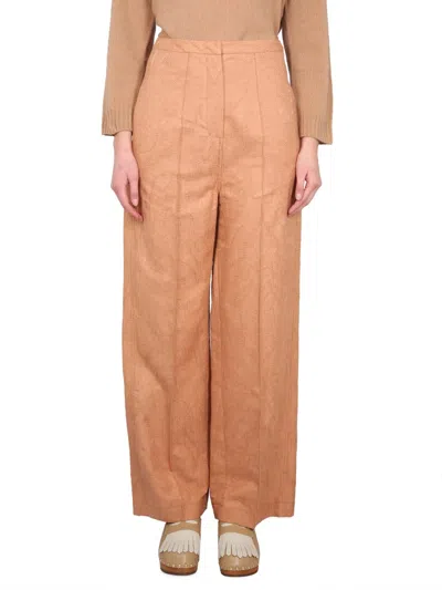 Alysi Stylish Women's Trousers With Button And Zipper Closure In Brown