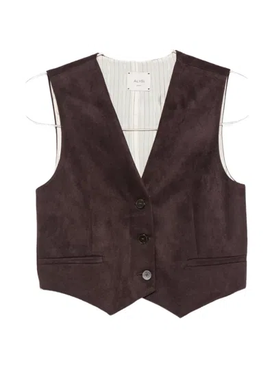 Alysi Suede-effect Button-up Waistcoat In Multi