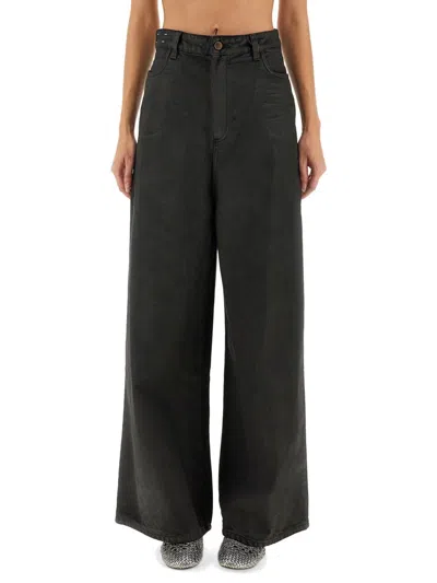 Alysi "super Flare" Denim Pants In Black