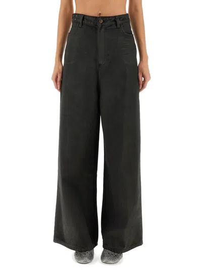 Alysi Super Flare Denim Pants In Black