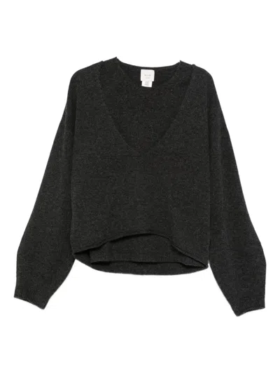 Alysi Supersoft V-neck Sweater In Gray