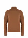 Alysi Woman Turtleneck Camel Size L Merino Wool, Cashmere