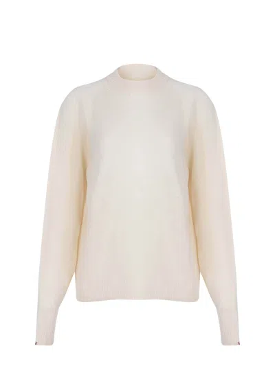 Alysi Ribbed Crewneck Sweater In White