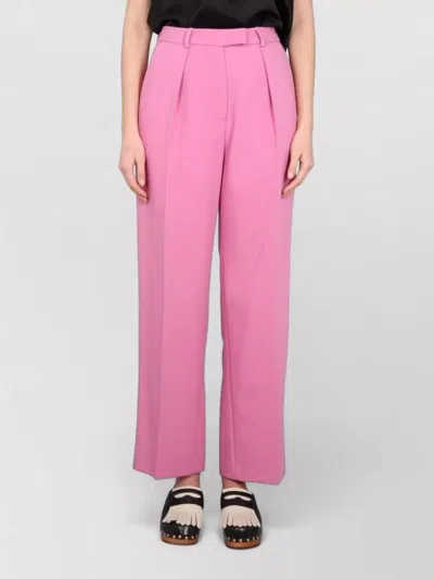 Alysi Tailored Pants Straight Cut Pleats Belt Loops In Pink