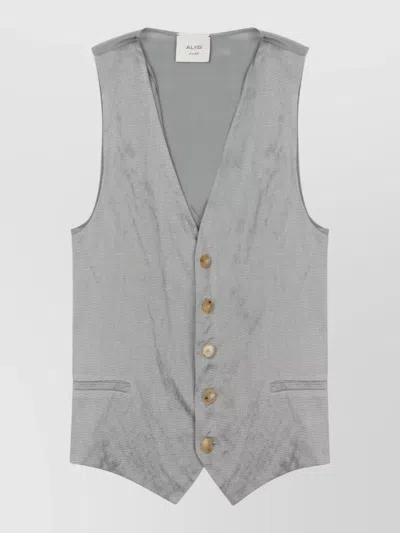 Alysi Tailored Sleeveless Vest V Neckline Pockets In Gray