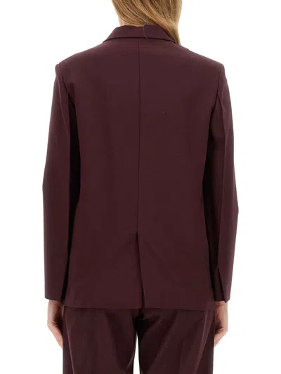 Alysi Tailored Virgin Wool Blend Blazer In Burgundy