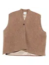 Alysi Textured Button Vest In Brown