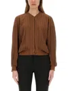 Alysi Silk Bomber Jacket In Brown